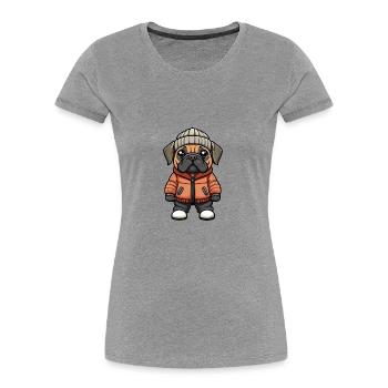 Bullmastiff Chien Hiver - T-shirt bio Premium Femme - gris chiné - Devant - Mia (176cm)