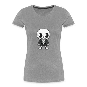 Skeleton Halloween Cartoon - Women's Premium Organic T-Shirt - heather grey - Front - Mia (176cm)