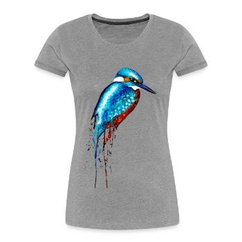 Aquarell Eisvogel - Frauen Premium Bio T-Shirt - Grau meliert - Vorne - Mia (176cm)