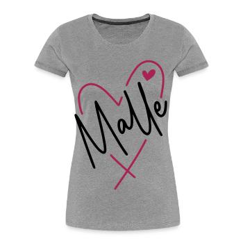 Malle Herz - Frauen Premium Bio T-Shirt - Grau meliert - Vorne - Mia (176cm)
