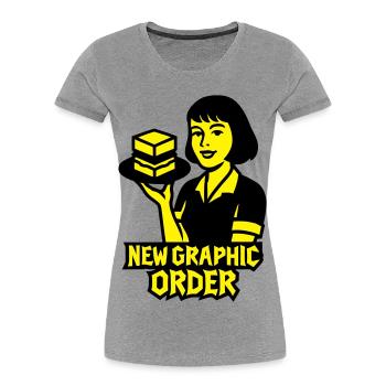 New Graphic Order #1 - Frauen Premium Bio T-Shirt - Grau meliert - Vorne - Mia (176cm)