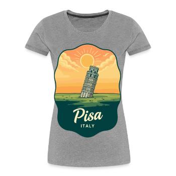 Insigne vintage Sunset de la Tour de Pise - T-shirt bio Premium Femme - gris chiné - Devant - Mia (176cm)