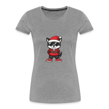 Akita Hund Weihnachten X-Mas - Frauen Premium Bio T-Shirt - Grau meliert - Vorne - Mia (176cm)