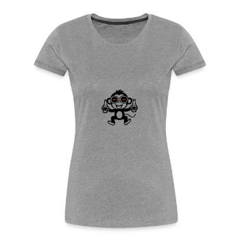Party Monkey - Women's Premium Organic T-Shirt - heather grey - Front - Mia (176cm)