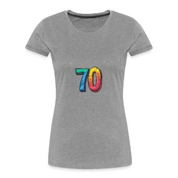 Symbole numérique 70 - T-shirt bio Premium Femme - gris chiné - Devant - Mia (176cm)
