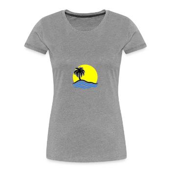 Palmier de l’île d’été - T-shirt bio Premium Femme - gris chiné - Devant - Mia (176cm)