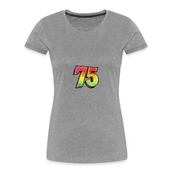 75 Symbole numérique - T-shirt bio Premium Femme - gris chiné - Devant - Mia (176cm)