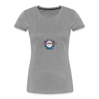 L’équipe d’Amsterdam 2025 - T-shirt bio Premium Femme - gris chiné - Devant - Mia (176cm)
