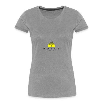 Malle 2025 - Frauen Premium Bio T-Shirt - Grau meliert - Vorne - Mia (176cm)