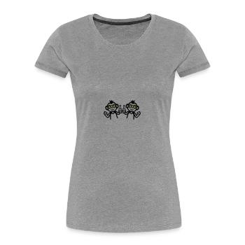 Monkeys buvant de la bière d’équipe - T-shirt bio Premium Femme - gris chiné - Devant - Mia (176cm)
