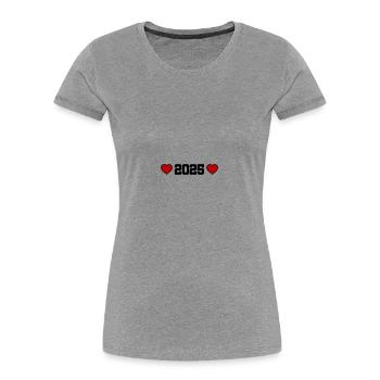 Année du cœur 2025 - T-shirt bio Premium Femme - gris chiné - Devant - Mia (176cm)