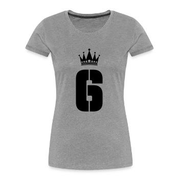 6 Crown - Women's Premium Organic T-Shirt - heather grey - Front - Mia (176cm)