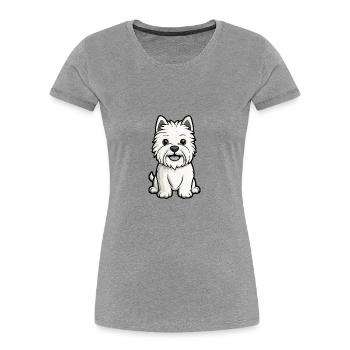 West Highland Terrier Chien Comic Baby - T-shirt bio Premium Femme - gris chiné - Devant - Mia (176cm)