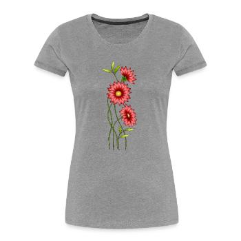 Blumen - Frauen Premium Bio T-Shirt - Grau meliert - Vorne - Mia (176cm)