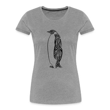 Pinguin Tribal Tattoo - Frauen Premium Bio T-Shirt - Grau meliert - Vorne - Mia (176cm)