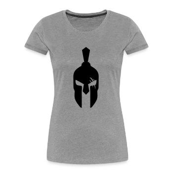 Casque Spartan - T-shirt bio Premium Femme - gris chiné - Devant - Mia (176cm)