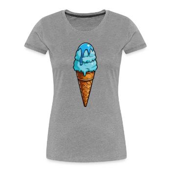 Cornet de glace en dessin animé de glace bleu - T-shirt bio Premium Femme - gris chiné - Devant - Mia (176cm)