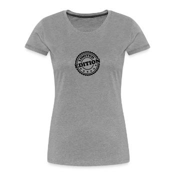 Limited Edition Stamp - T-shirt bio Premium Femme - gris chiné - Devant - Mia (176cm)