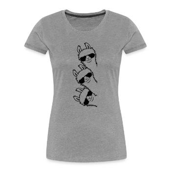 Amis Lama Équipe - T-shirt bio Premium Femme - gris chiné - Devant - Mia (176cm)