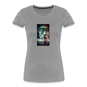 Rentier mit Santa Futuristisch - Frauen Premium Bio T-Shirt - Grau meliert - Vorne - Mia (176cm)