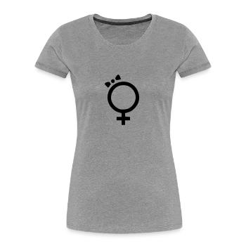 Geschlechtzeichen weibli - T-shirt bio Premium Femme - gris chiné - Devant - Mia (176cm)