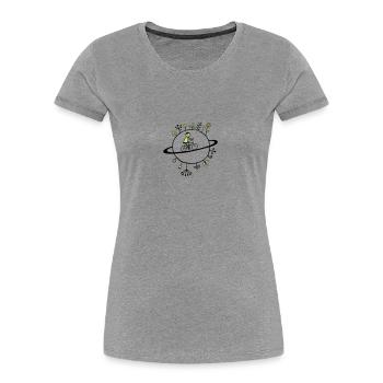 Welten-Radler - Frauen Premium Bio T-Shirt - Grau meliert - Vorne - Mia (176cm)
