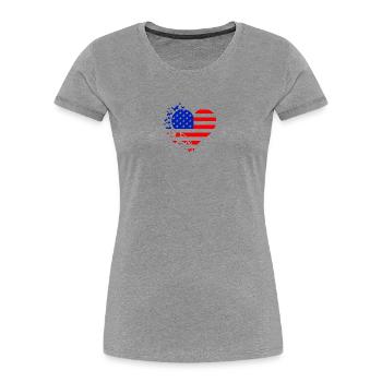 Heart US Flag - Women's Premium Organic T-Shirt - heather grey - Front - Mia (176cm)