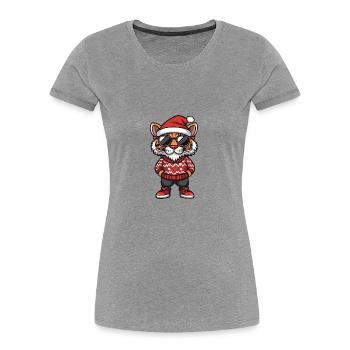 Tiger Weihnachten X-Mas - Frauen Premium Bio T-Shirt - Grau meliert - Vorne - Mia (176cm)