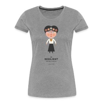 Be Resilient / México / STARKE FRAU - Frauen Premium Bio T-Shirt - Grau meliert - Vorne - Mia (176cm)