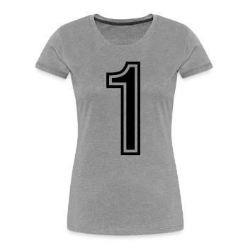 1 Symbole numérique - T-shirt bio Premium Femme - gris chiné - Devant - Mia (176cm)