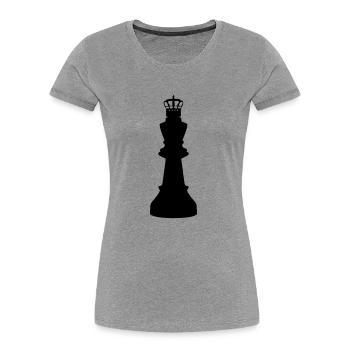 schachkoenig - Frauen Premium Bio T-Shirt - Grau meliert - Vorne - Mia (176cm)