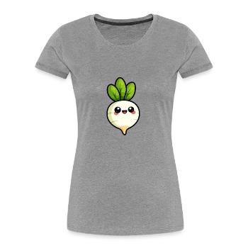 Rettich /Gemüse - Frauen Premium Bio T-Shirt - Grau meliert - Vorne - Mia (176cm)
