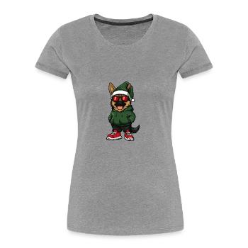 German Shepherd Dog Christmas Ugly Christmas - Women's Premium Organic T-Shirt - heather grey - Front - Mia (176cm)