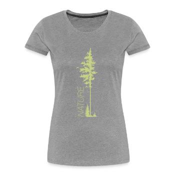 Baum mit Text. - Frauen Premium Bio T-Shirt - Grau meliert - Vorne - Mia (176cm)