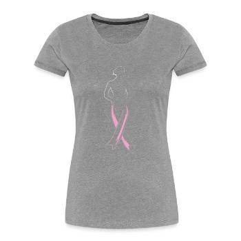 Brustkrebs-Schleife - Frauen Premium Bio T-Shirt - Grau meliert - Vorne - Mia (176cm)