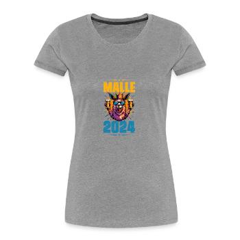 Malle 2024 Alpaga - T-shirt bio Premium Femme - gris chiné - Devant - Mia (176cm)