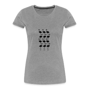 Flamingos Animals Symbolism - Women's Premium Organic T-Shirt - heather grey - Front - Mia (176cm)