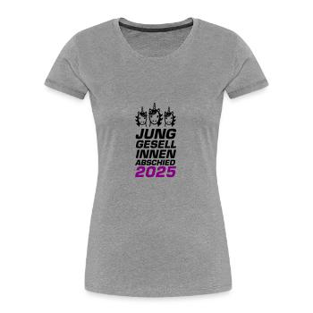 Junggesellinnenabschied 2025 Einhorn - Frauen Premium Bio T-Shirt - Grau meliert - Vorne - Mia (176cm)