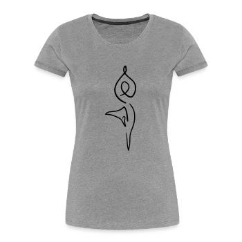 Yoga Line Art - Minimaliste - T-shirt bio Premium Femme - gris chiné - Devant - Mia (176cm)