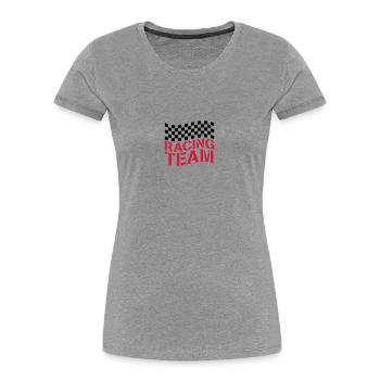 Conception de drapeau Racing Team - T-shirt bio Premium Femme - gris chiné - Devant - Mia (176cm)
