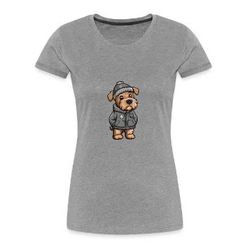 Airedale Terrier Hund Winter - Frauen Premium Bio T-Shirt - Grau meliert - Vorne - Mia (176cm)