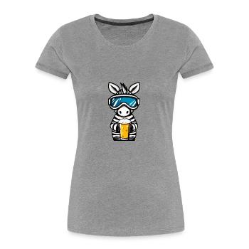 Bière Zebra Ski - T-shirt bio Premium Femme - gris chiné - Devant - Mia (176cm)