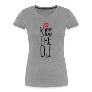 dj - Frauen Premium Bio T-Shirt - Grau meliert - Vorne - Mia (176cm)