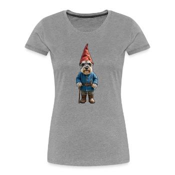 Magie du Schnauzer des Gnomes de jardin - T-shirt bio Premium Femme - gris chiné - Devant - Mia (176cm)