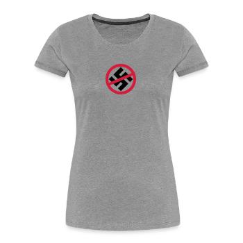 Gegen Nazis - Frauen Premium Bio T-Shirt - Grau meliert - Vorne - Mia (176cm)