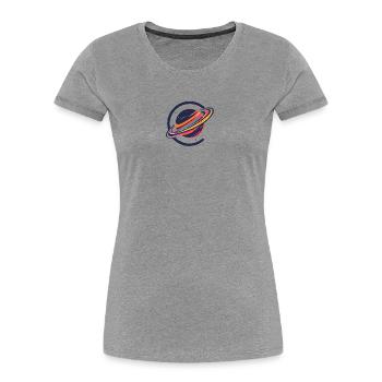 Colorful Planet with Rings Outer Space Motif - Women's Premium Organic T-Shirt - heather grey - Front - Mia (176cm)