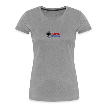 Love Cinema Bold Red Blue Typography - Women's Premium Organic T-Shirt - heather grey - Front - Mia (176cm)