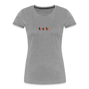 WOW dreifarbig - Frauen Premium Bio T-Shirt - Grau meliert - Vorne - Mia (176cm)