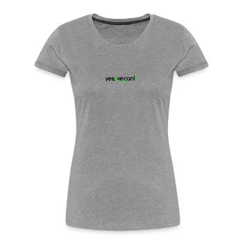 yes vegan - T-shirt bio Premium Femme - gris chiné - Devant - Mia (176cm)