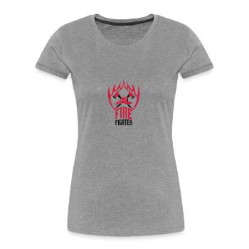 Fire flame helmet 2 axes firefighter - Women's Premium Organic T-Shirt - heather grey - Front - Mia (176cm)